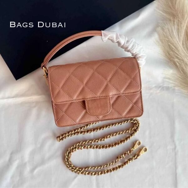 High Quality Mini Top Handle Flap Bag With Calfskin - Image 3