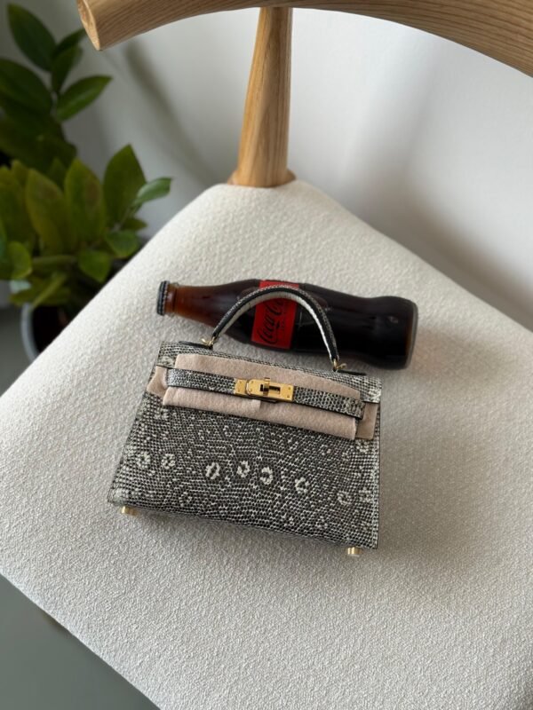Hermes Kelly 25 Lizard Ombre Handbag Grey