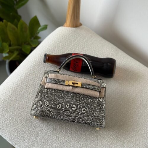 Hermes Kelly 25 Lizard Ombre Handbag Grey