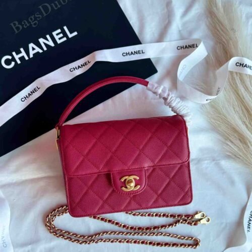 Chanel Flap Bag With Top Handle Mini Red