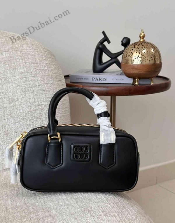 Miu Miu Tote Bag Arcadie Logo-plaque Black