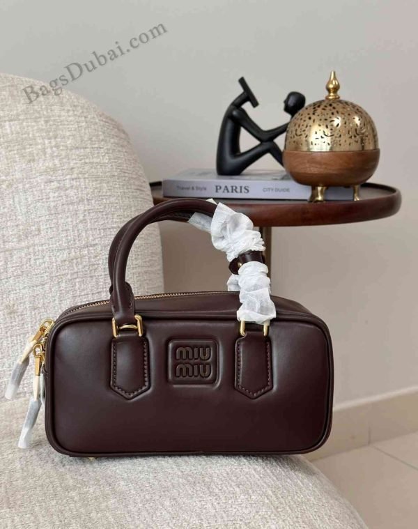 Miu Miu Tote Bag Arcadie Logo-plaque Dark brown