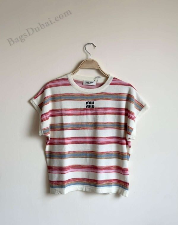 Miu Miu T-Shirt Logo Striped Multicolor