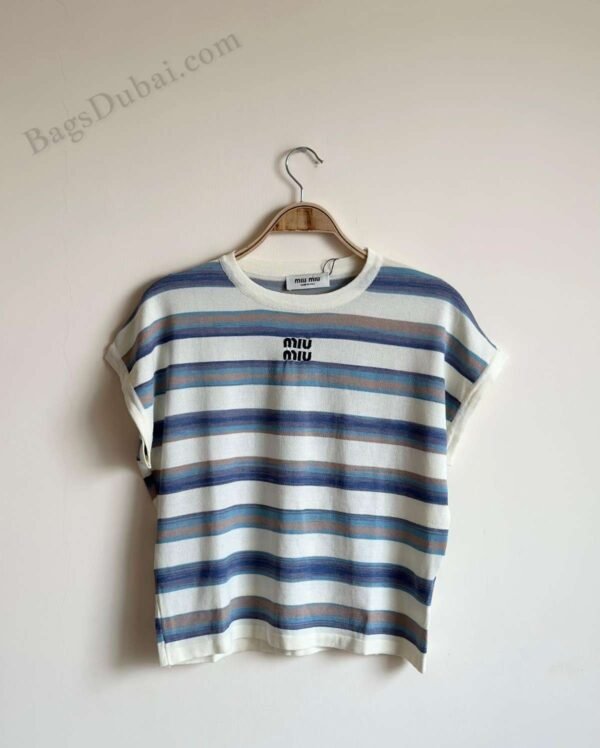 Miu Miu T-Shirt Logo Striped Multicolor