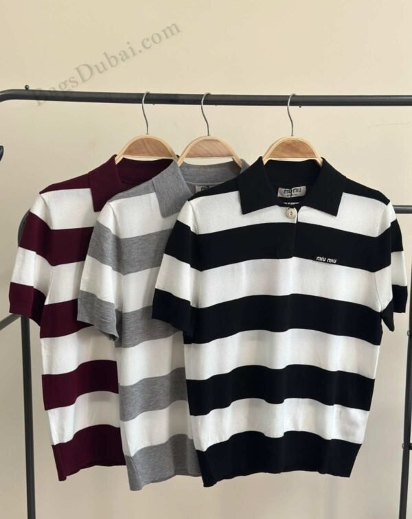 Miu Miu T-Shirt Polo Striped Knit