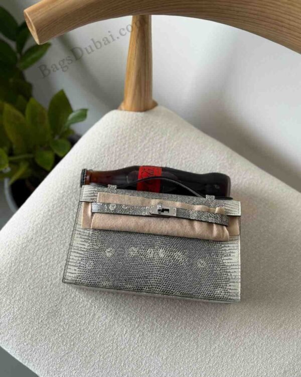 Hermes Mini Kelly Lizard Pochette Grey
