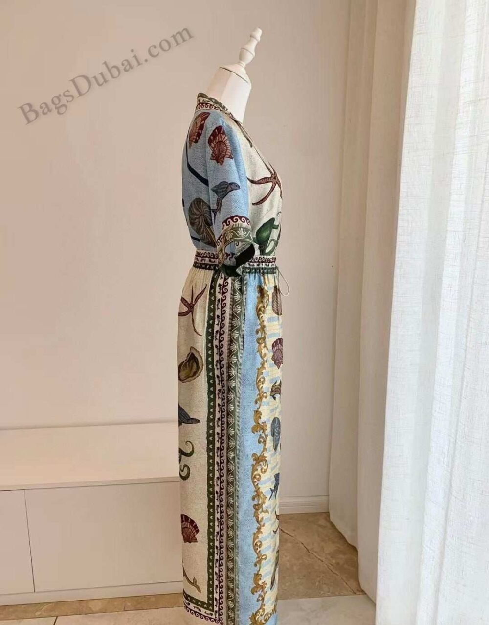 Alemais Shirt Dress Linen Sea Printed Cream