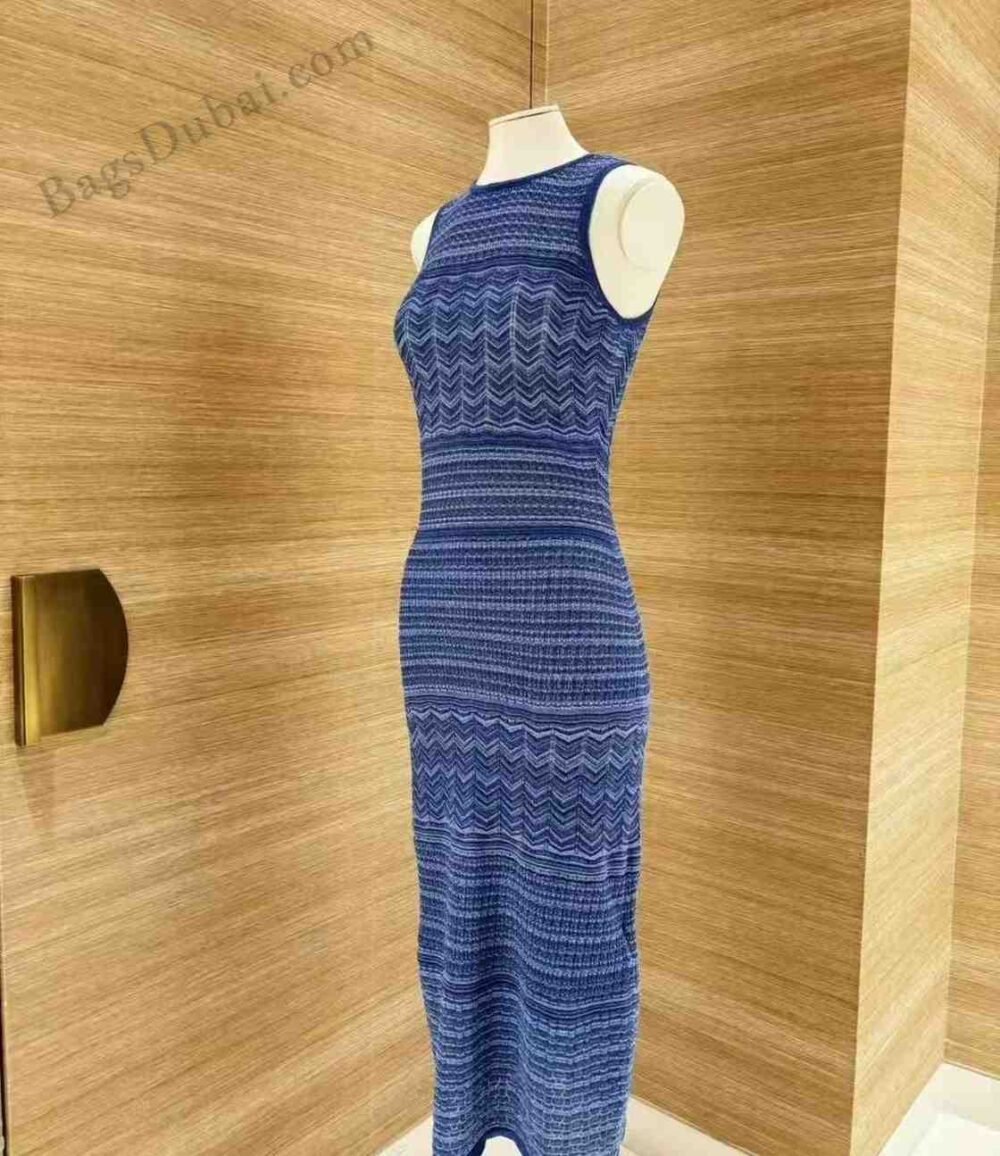 SANDRO Midi Dress knitted Sleeveless Blue