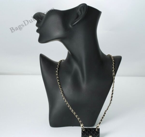 Chanel Necklace Chain Mini Bag Pendant Black & Gold