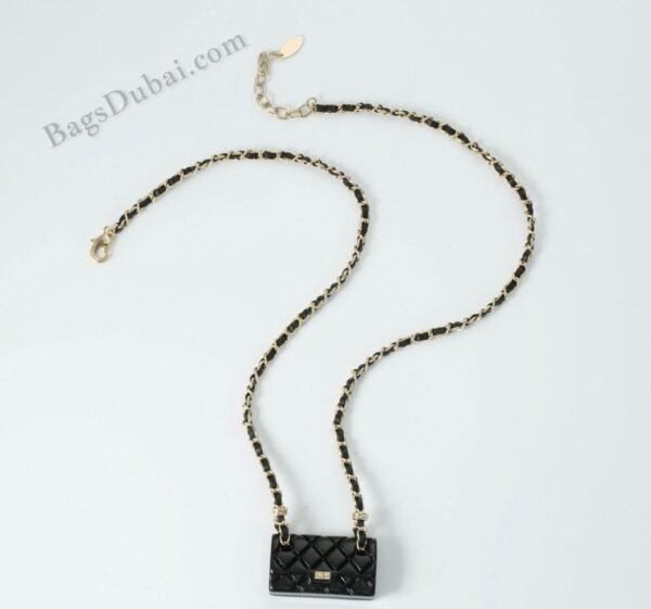 Chanel Necklace Chain Mini Bag Pendant Black & Gold