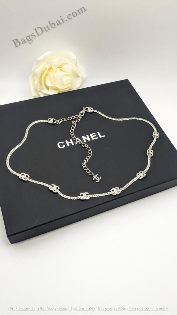 Chanel Necklace CC Long Chain Silver