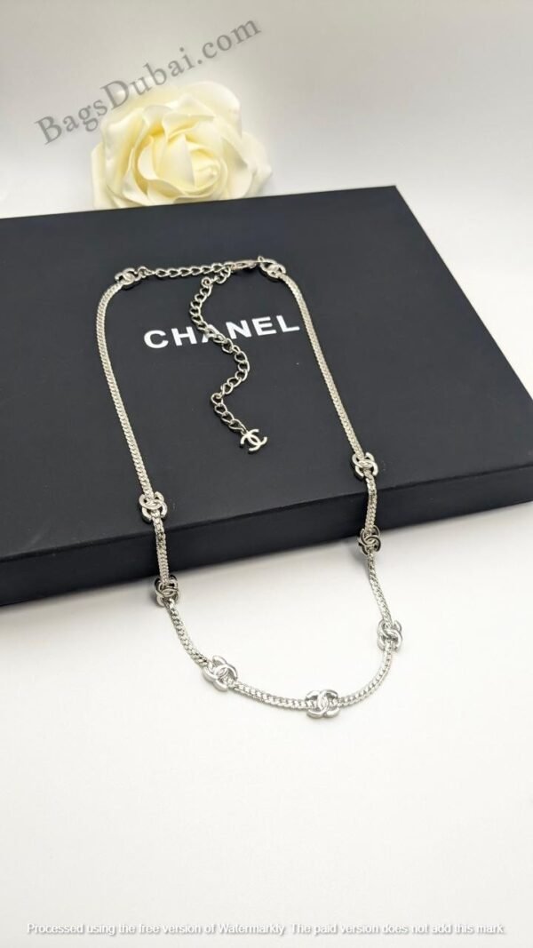 Chanel Necklace CC Long Chain Silver