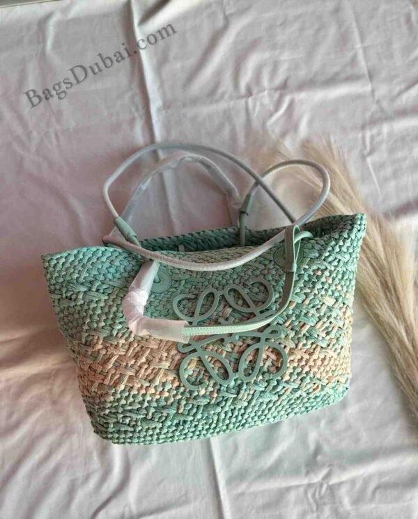 Loewe Basket Bag Small Anagram Iraca Palm Green