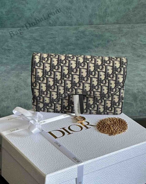 Dior Saddle Wallet With Chain Black
