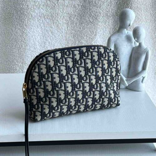 Dior 30 Montaigne Beauty Pouch Oblique Canvas Blue