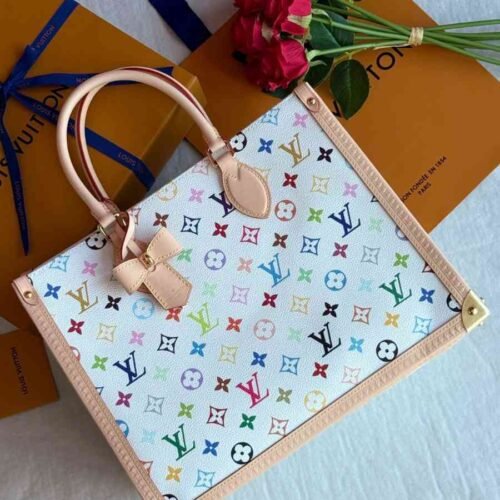 LV Bag TM OnTheGo MM Multicolor Canvas White
