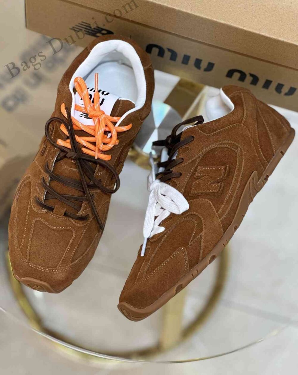 Miu Miu New Balance 530 SL Leather Sneakers Brown