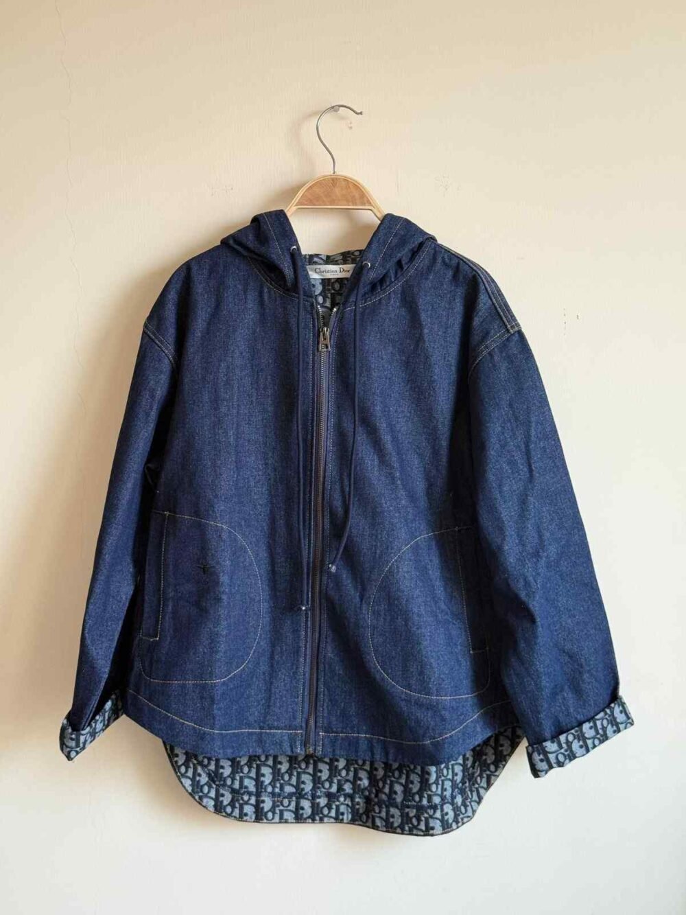 Dior Denim Jacket Hooded Oversized Blue