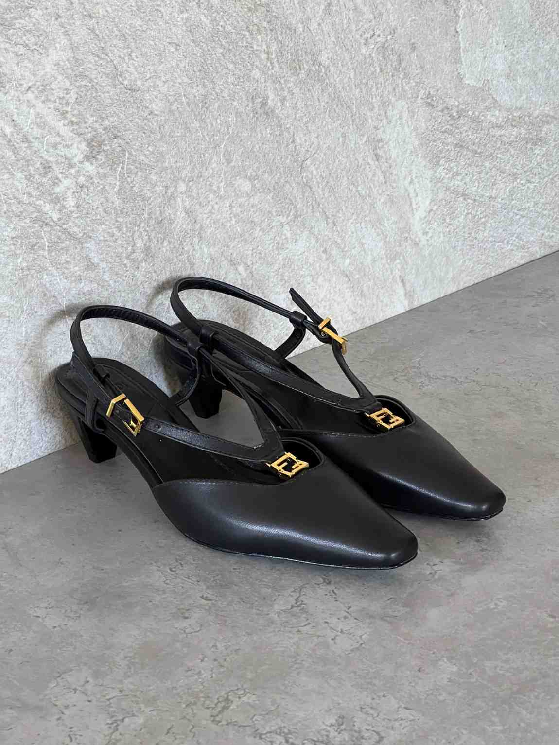 Fendi Sandals FFold Slingbacks Low-heeled Black