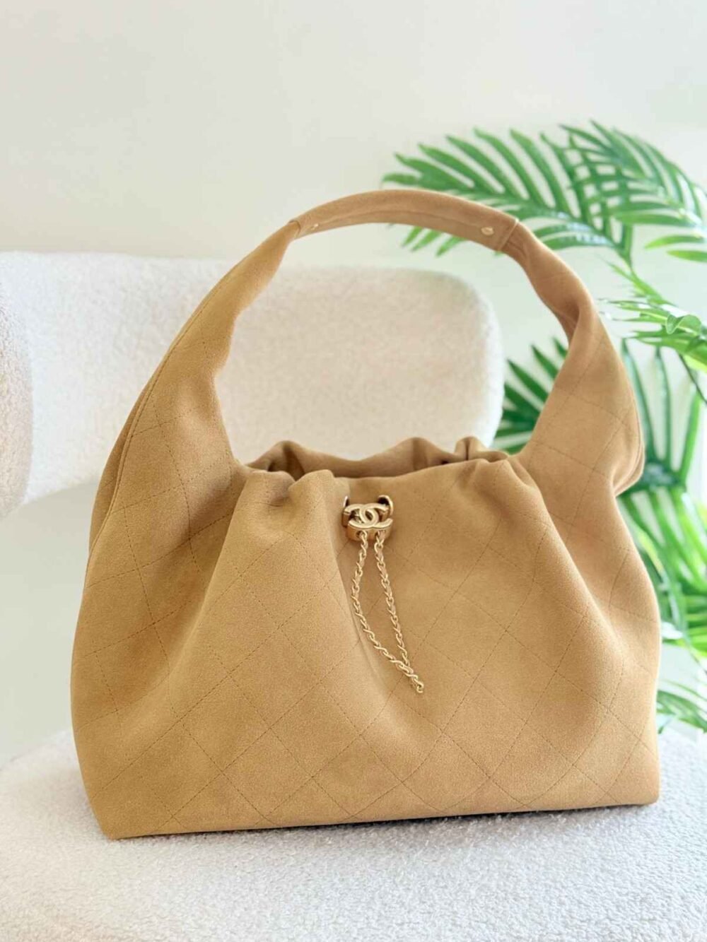Chanel Drawstring Bag 22 Brown