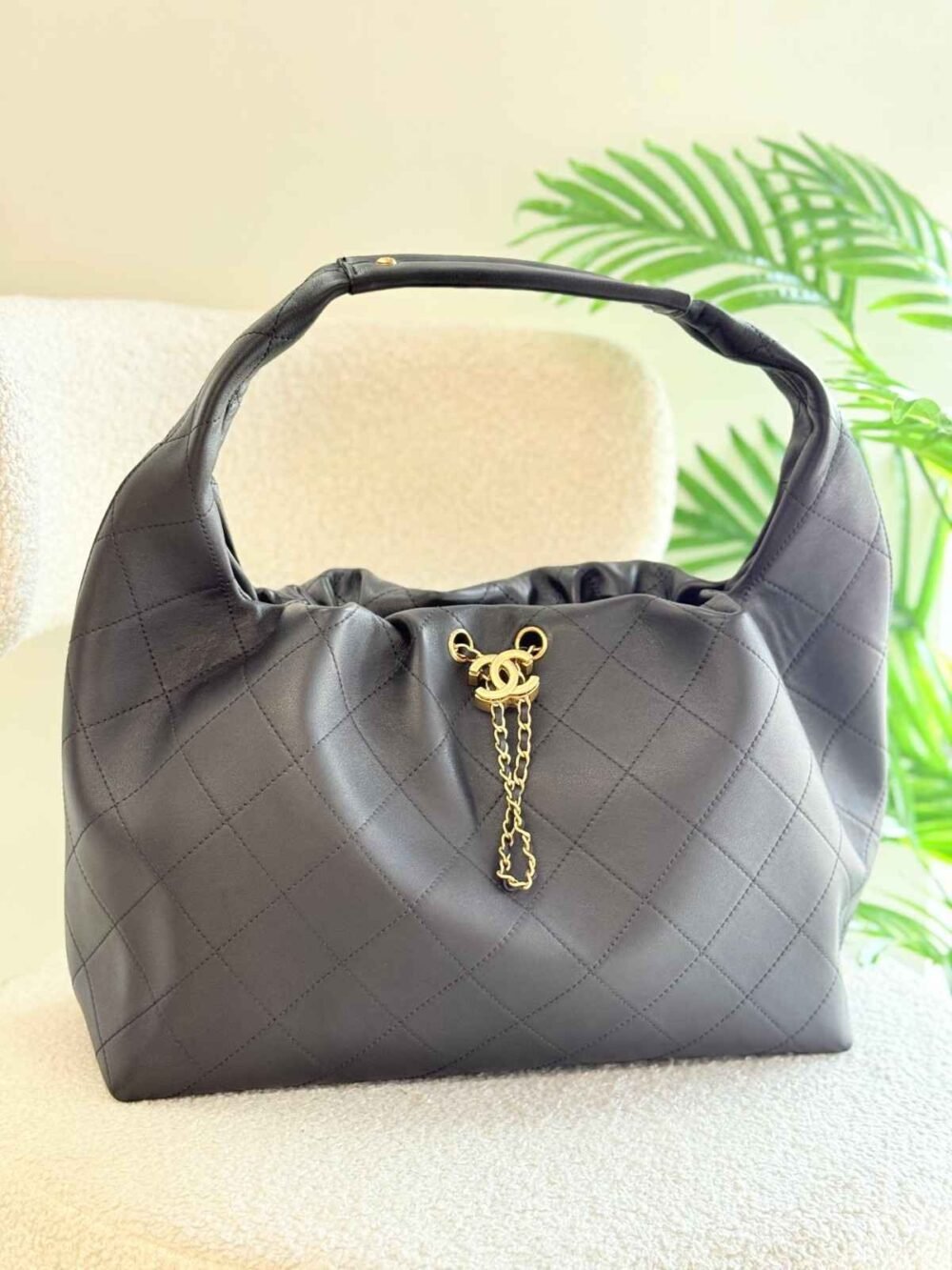 Chanel Drawstring Bag 22 Grey