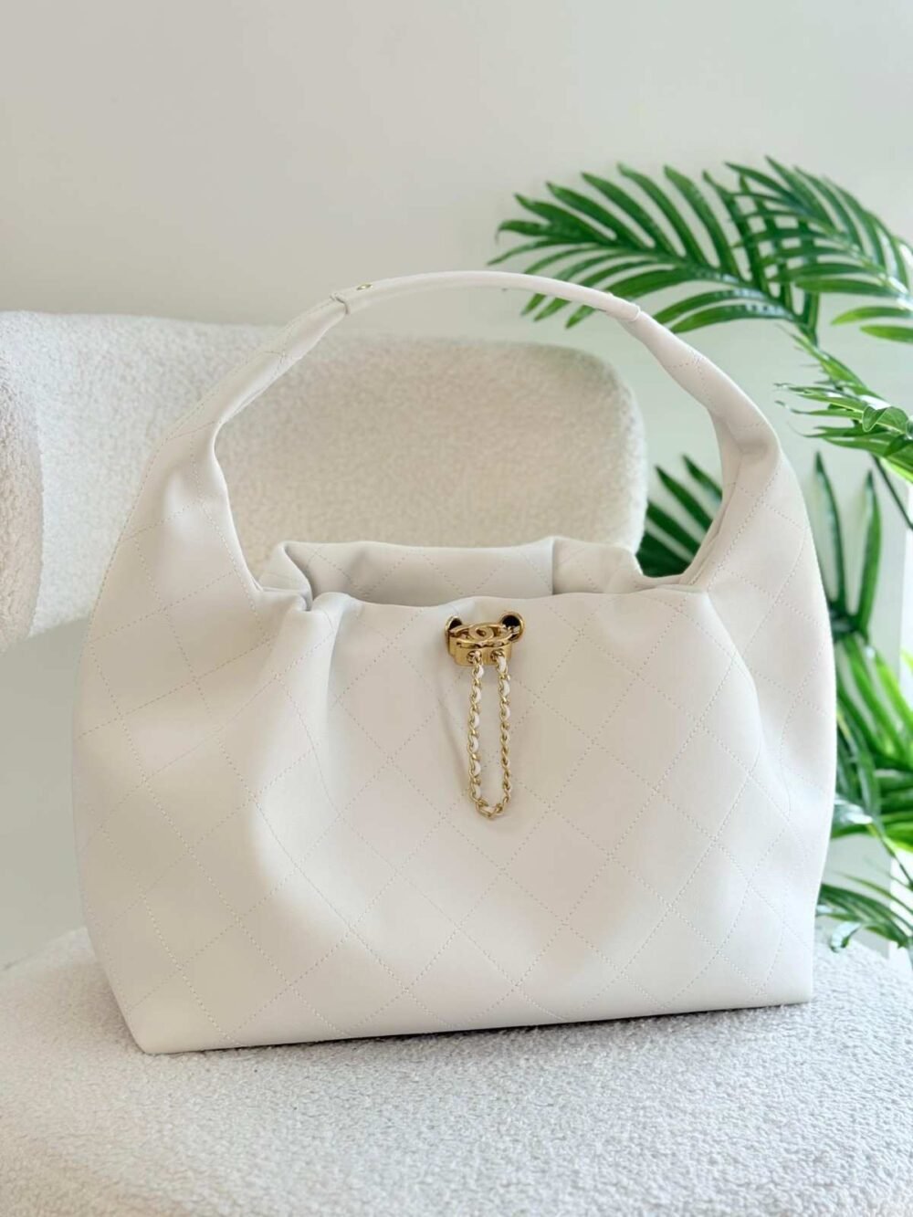 Chanel Drawstring Bag 22 White