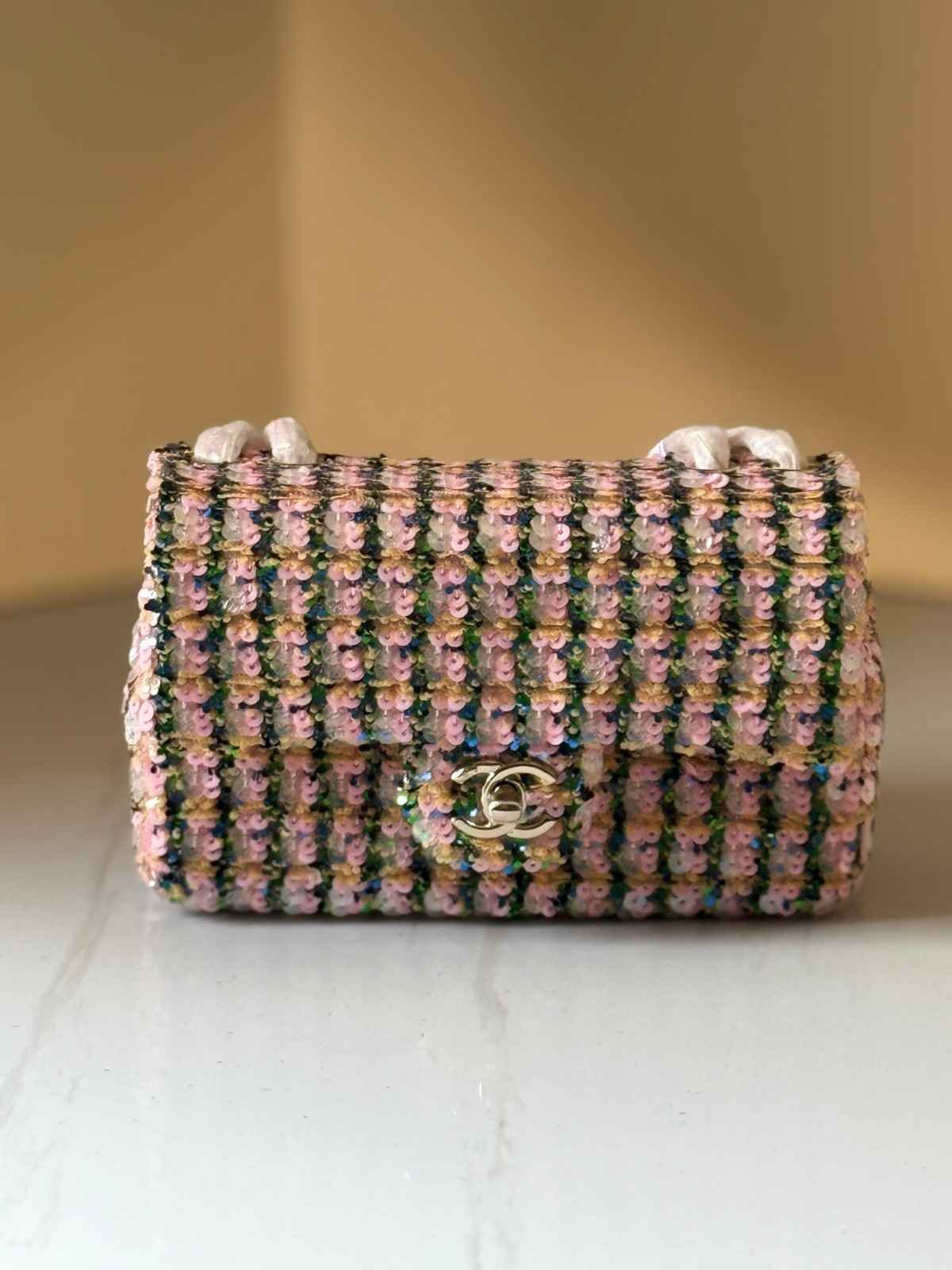 Chanel Mini Flap Bag Multicolor Sequin And Glitter