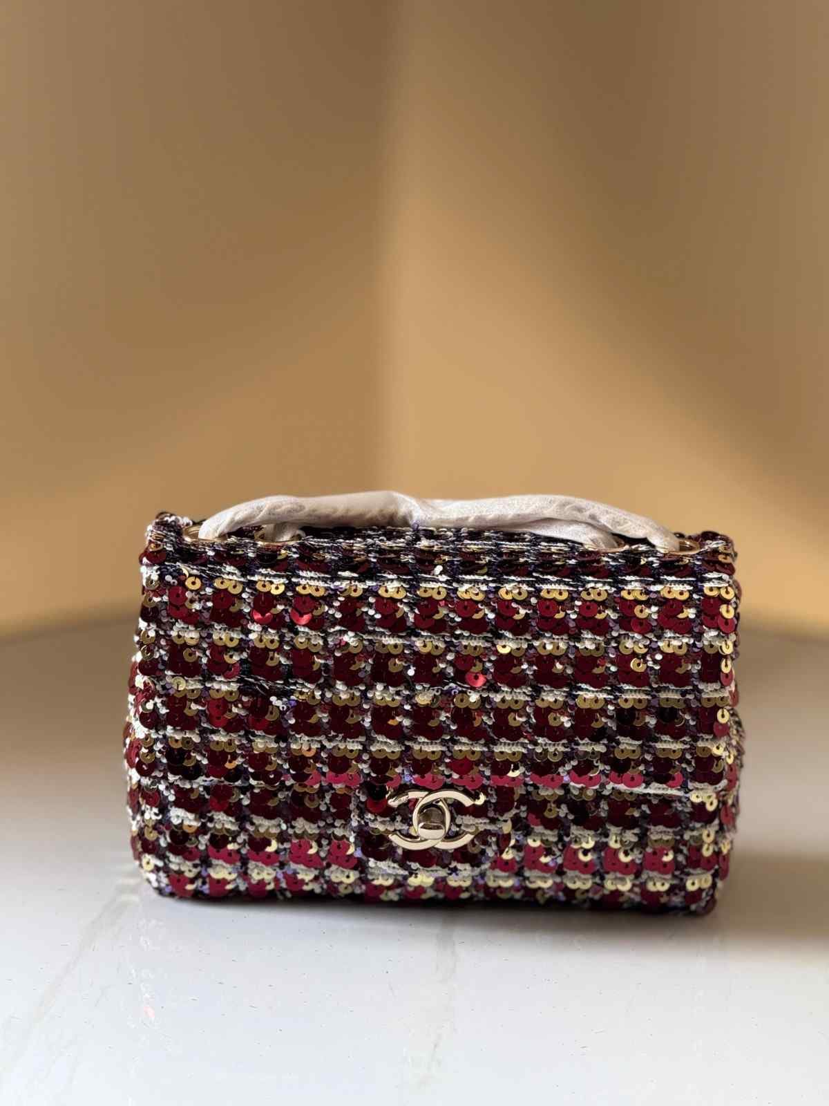 Chanel Mini Flap Bag Multicolor Sequin And Glitter