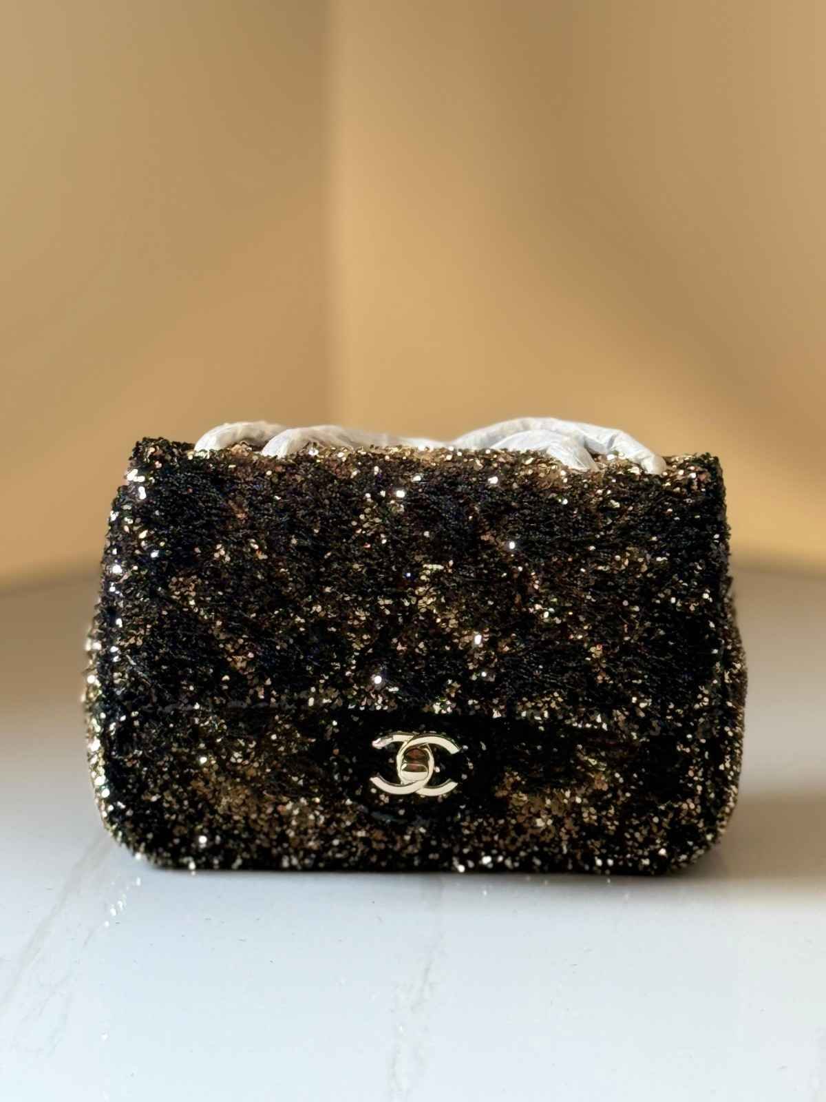 Chanel Mini Flap Bag Multicolor Sequin And Glitter