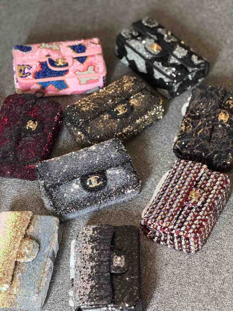 Chanel Mini Flap Bag Multicolor Sequin And Glitter