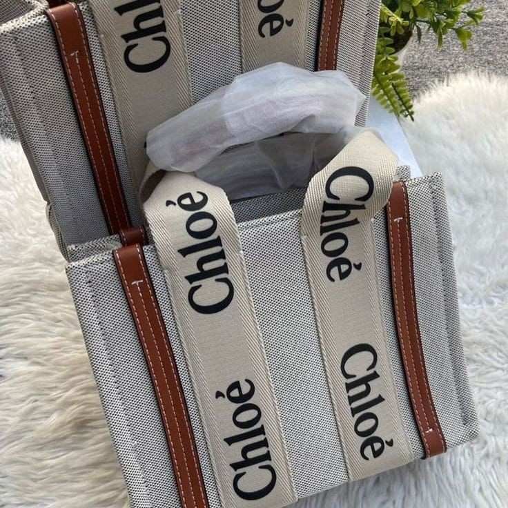 Chloe Tote Bag Woody Linen Canvas Beige