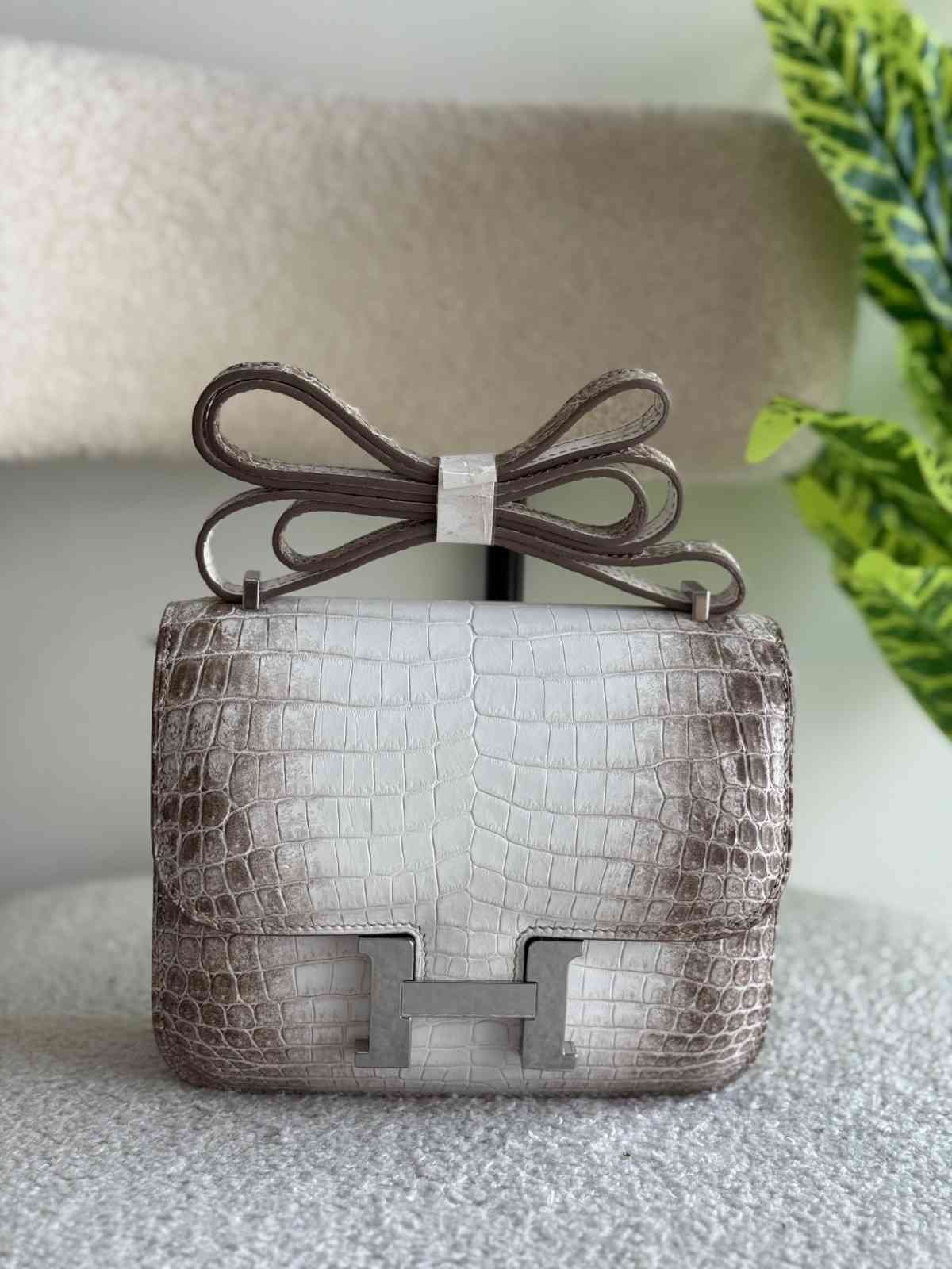 Hermes Constance 24 Bags Himalaya Matte Crocodile White grey