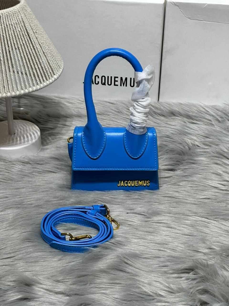 Jacquemus Mini Le Chiquito Bag Croc Leather Blue