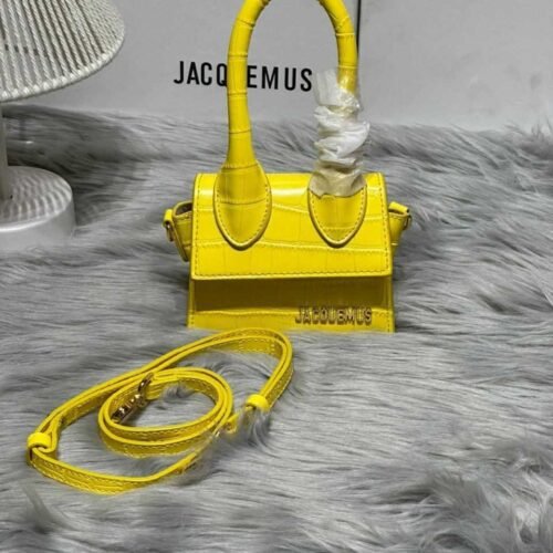 Jacquemus Mini Le Chiquito Bag Croc Leather Yellow