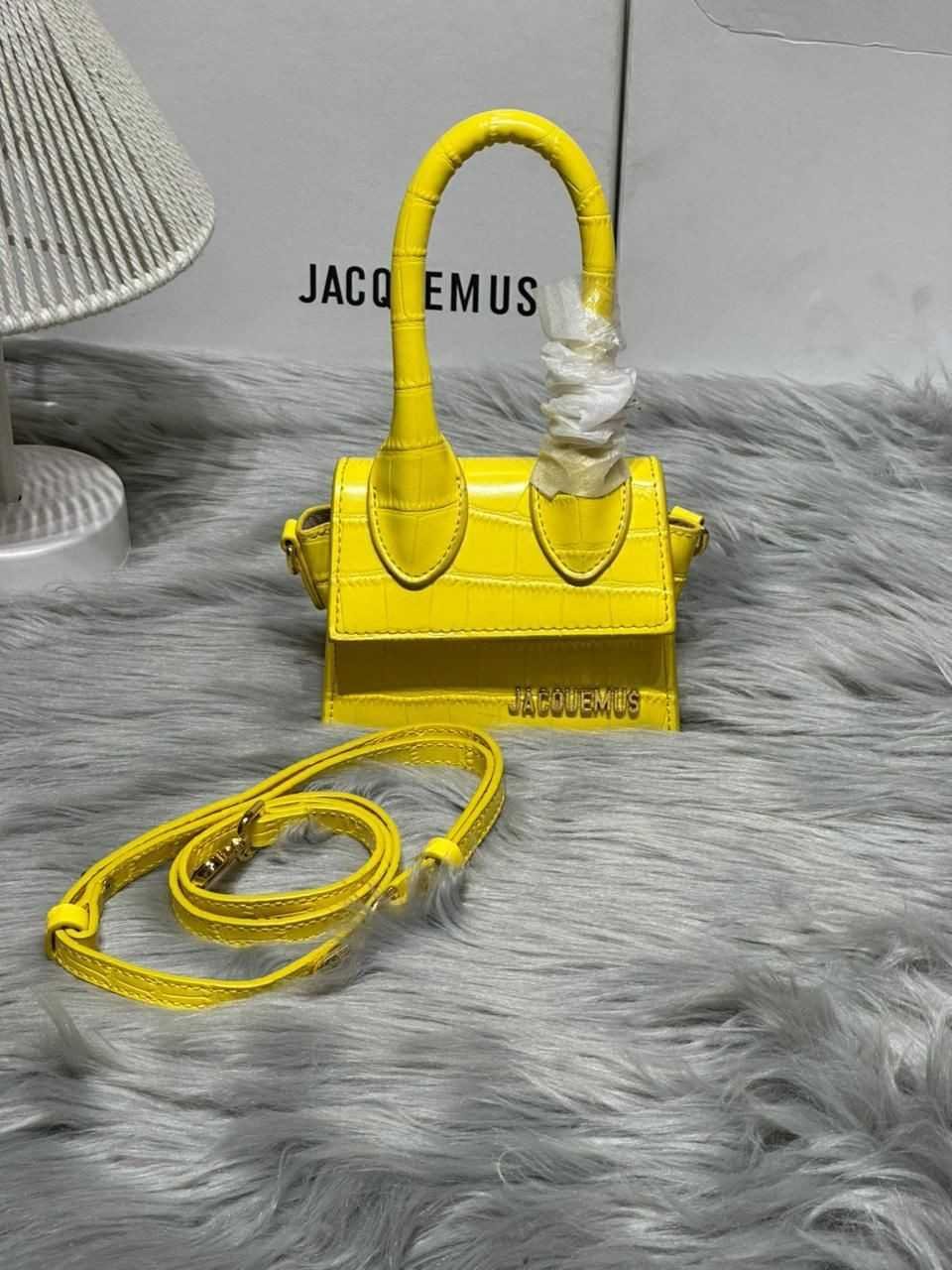 Jacquemus Mini Le Chiquito Bag Croc Leather Yellow
