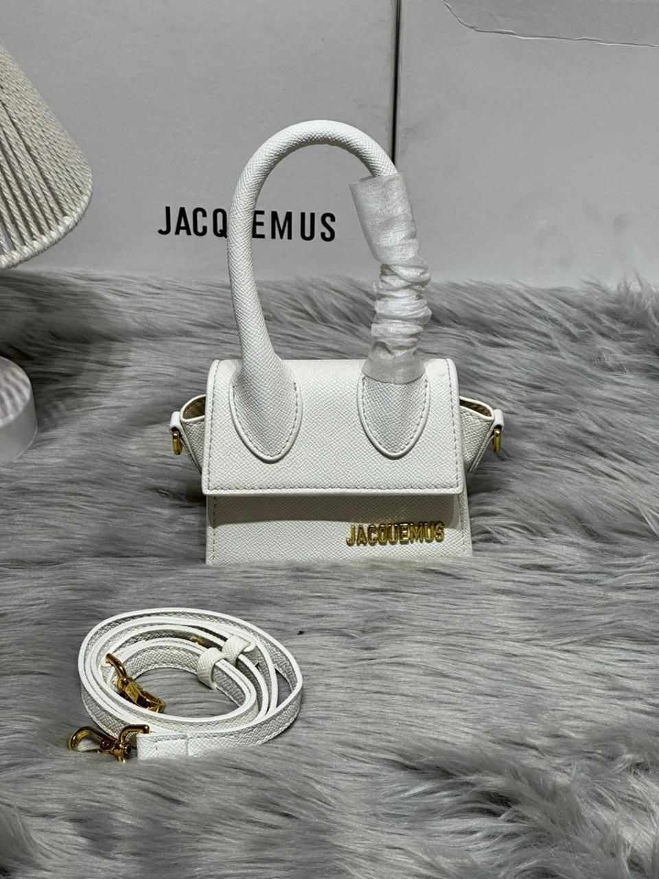 Jacquemus Mini Le Chiquito Bag Croc Leather White