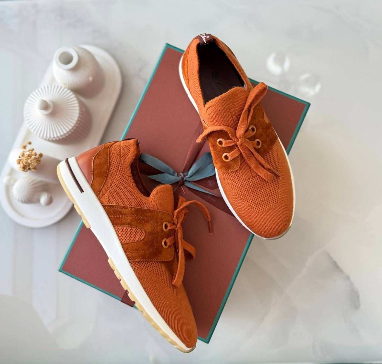 LORO PIANA 360 LP Flexy Walk Wool Suede Orange