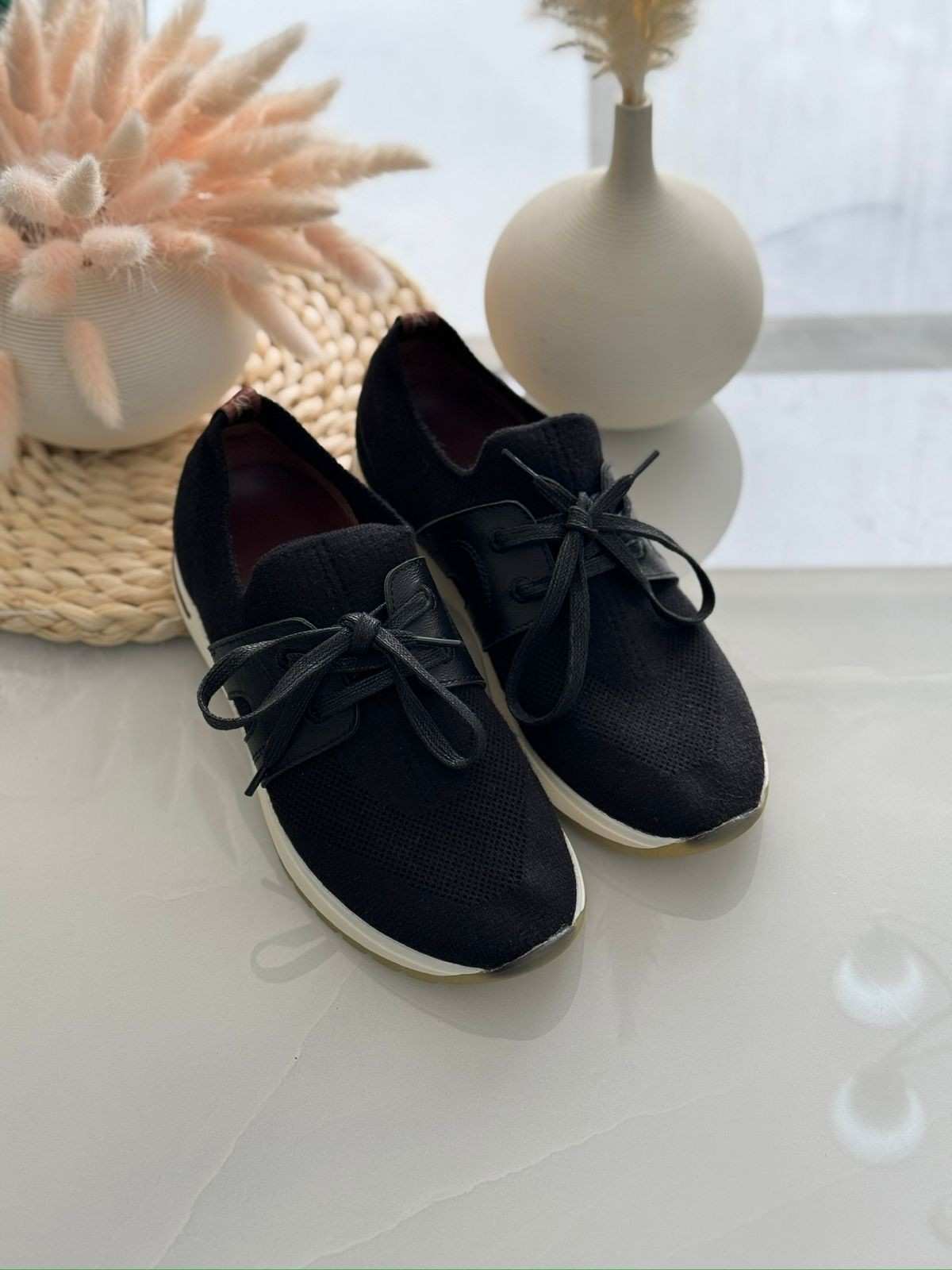 LORO PIANA 360 LP Flexy Walk Wool Suede Black