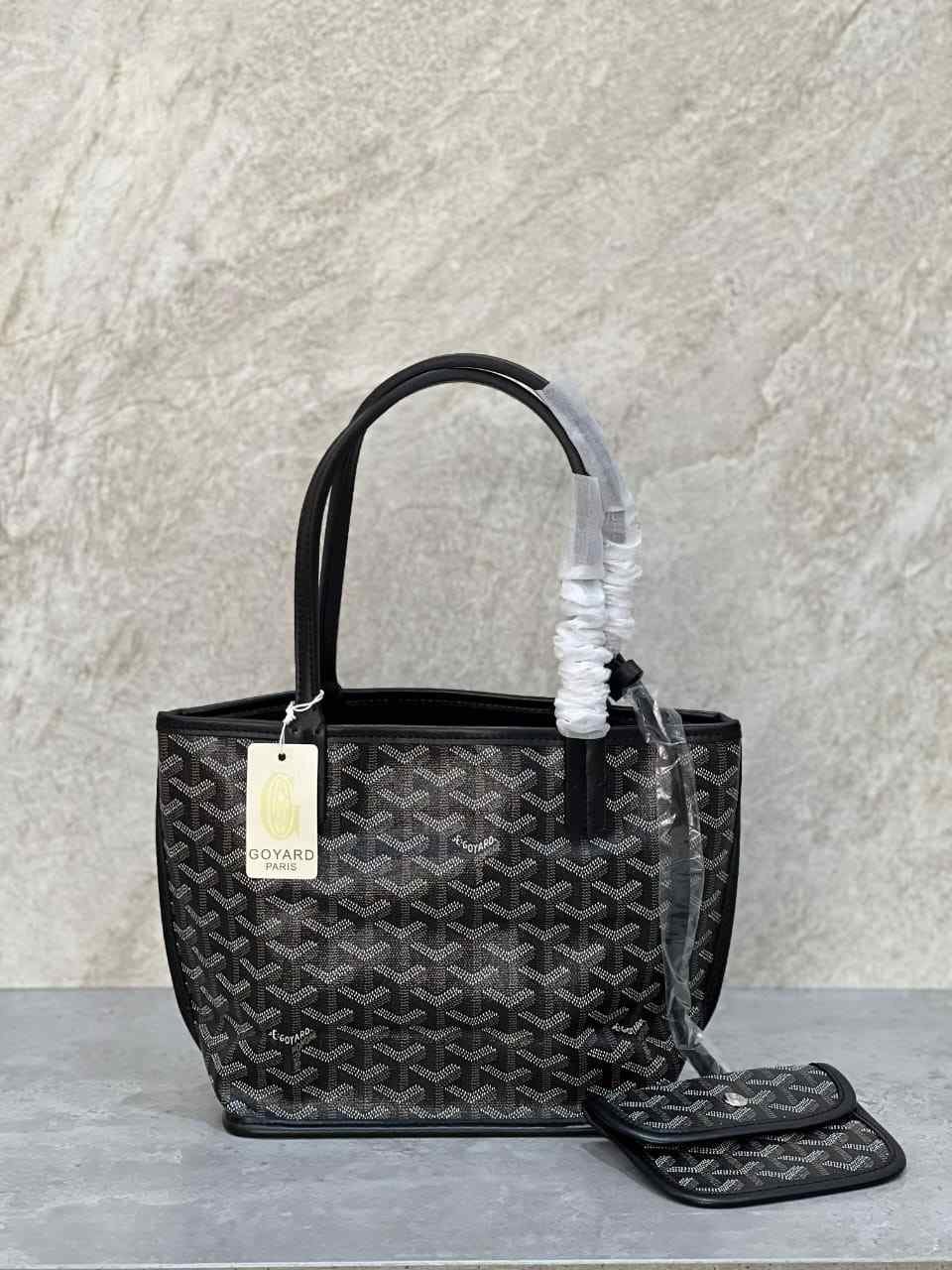 Goyard Anjou Mini Tote Bag Goyardine Canvas Black