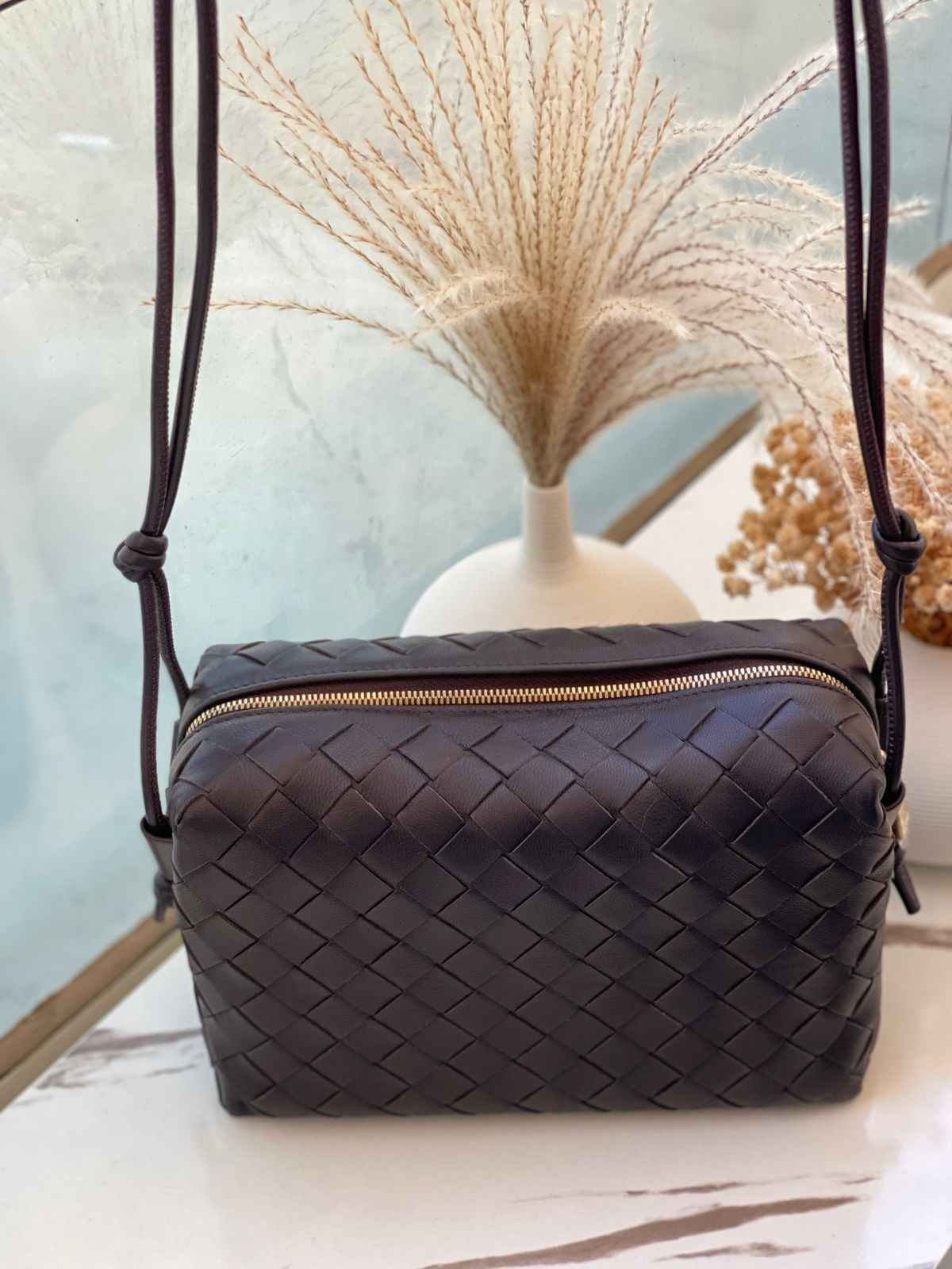 Bottega Veneta Crossbody Bag Mini Loop Camera Dark Brown