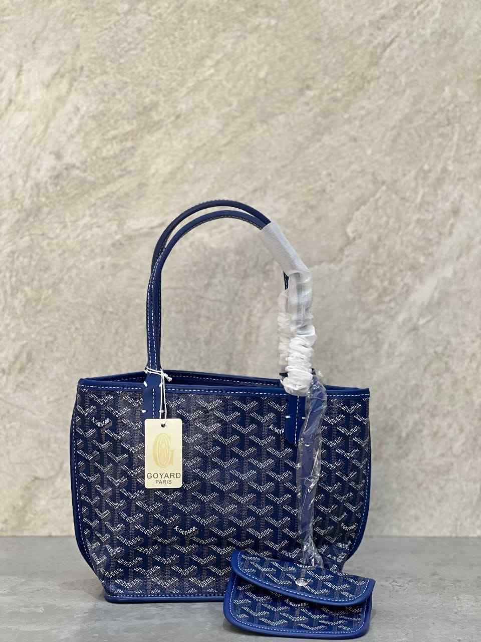 Goyard Anjou Mini Tote Bag Goyardine Canvas Blue