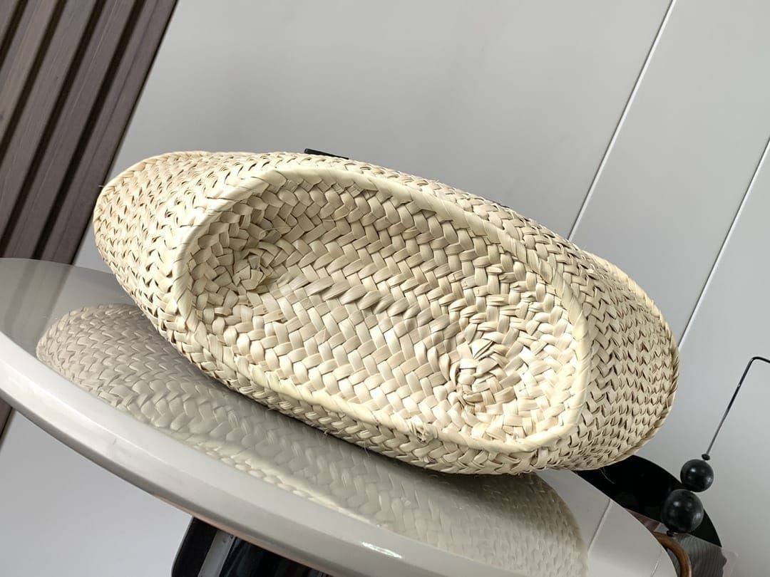 Loewe Basket Bag Palm Leaf And Calfskin Beige