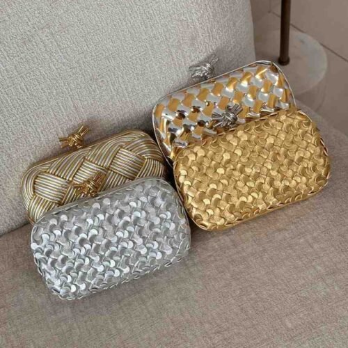Bottega Veneta Knot Clutch Minaudiere Metallic Leather