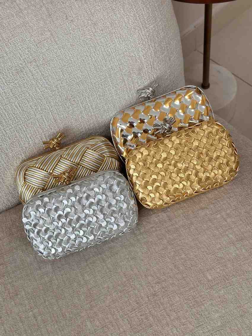 Bottega Veneta Knot Clutch Minaudiere Metallic Leather