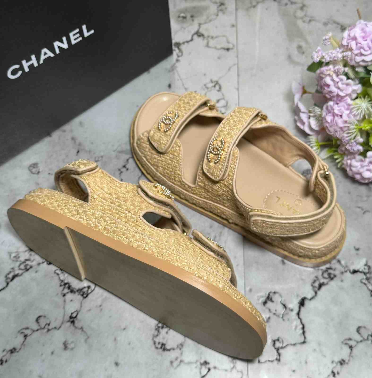 Chanel Dad Sandal CC Quilted Calfskin Brown