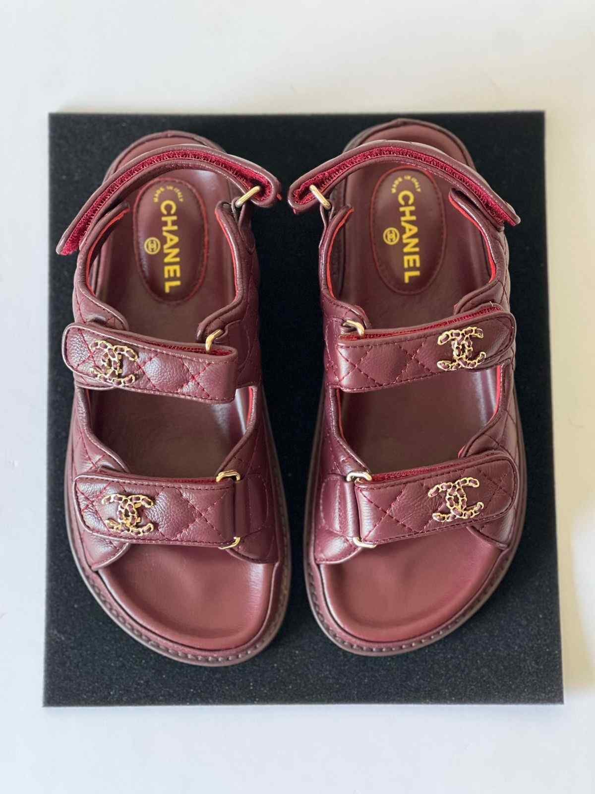 Chanel Dad Sandal CC Quilted Calfskin Red