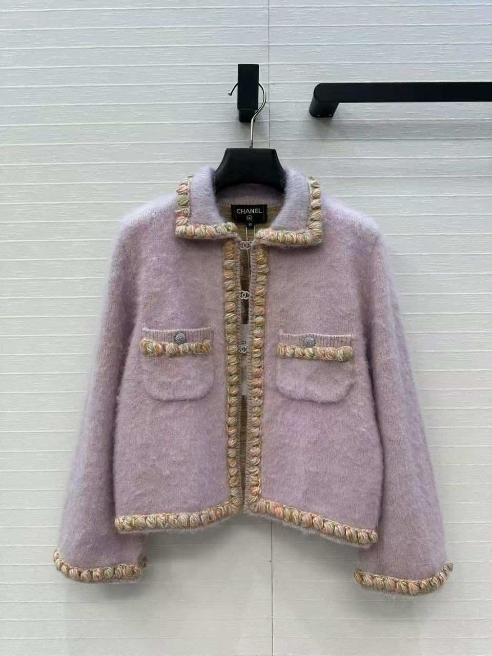 Chanel Cardigan Cashmere Tweed Purple
