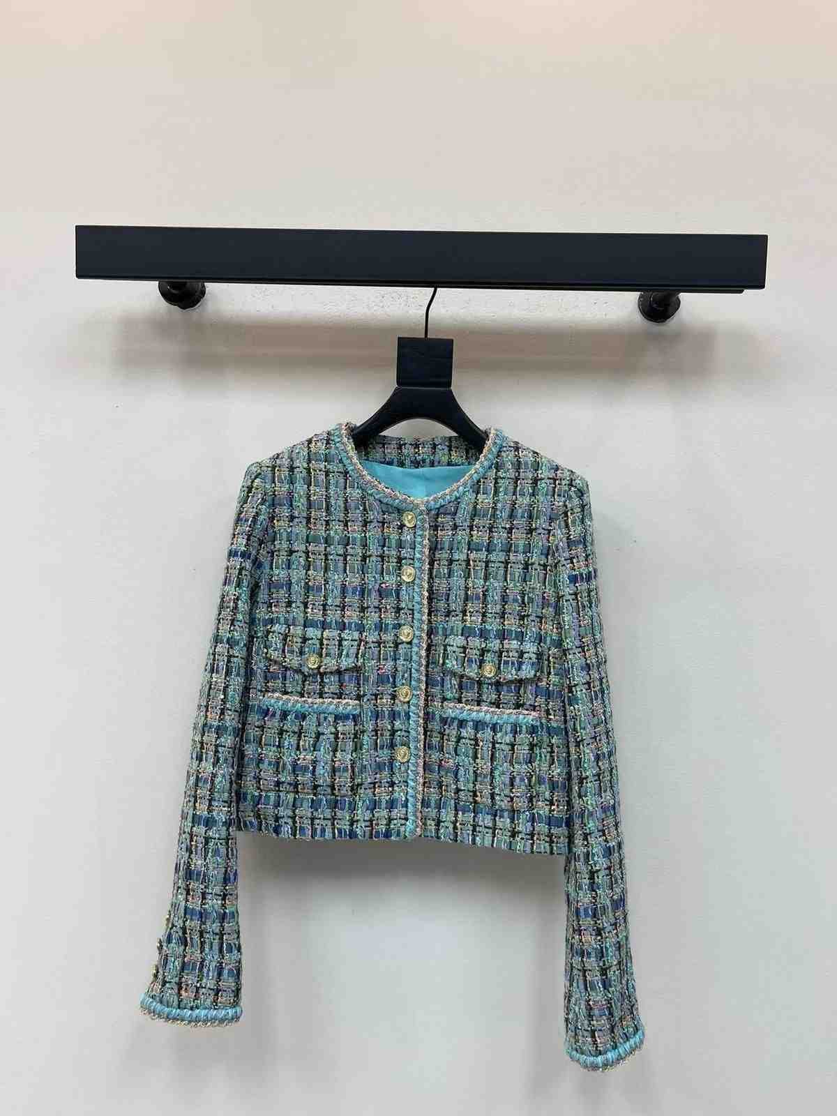 Chanel Tweed Jacket Wool Green