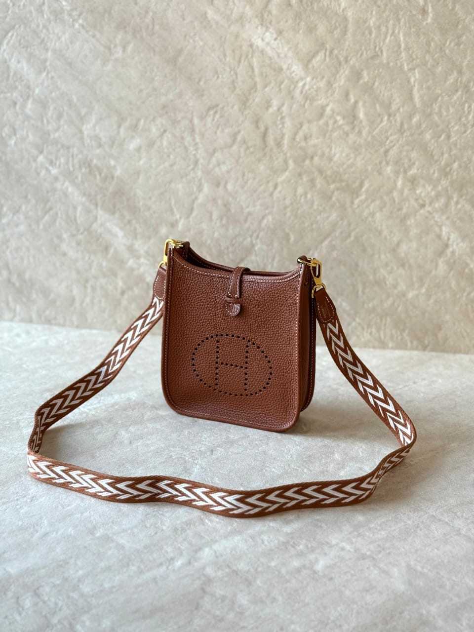 Hermes Bag Evelyne TPM Taurillon Clemence Brown