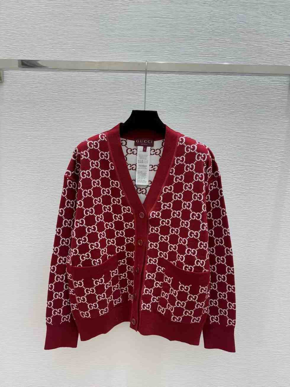 Gucci Cardigan Reversible GG Wool Jacquard Red
